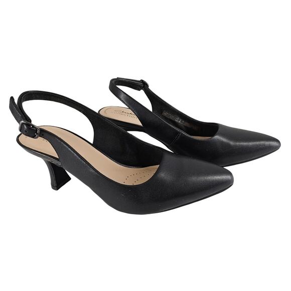 CLARKS KATALEYNA STEP BLACK PUMPS WOMEN’S SIZE 9M – COMFORT HEEL SLINGBACK - Picture 1 of 10